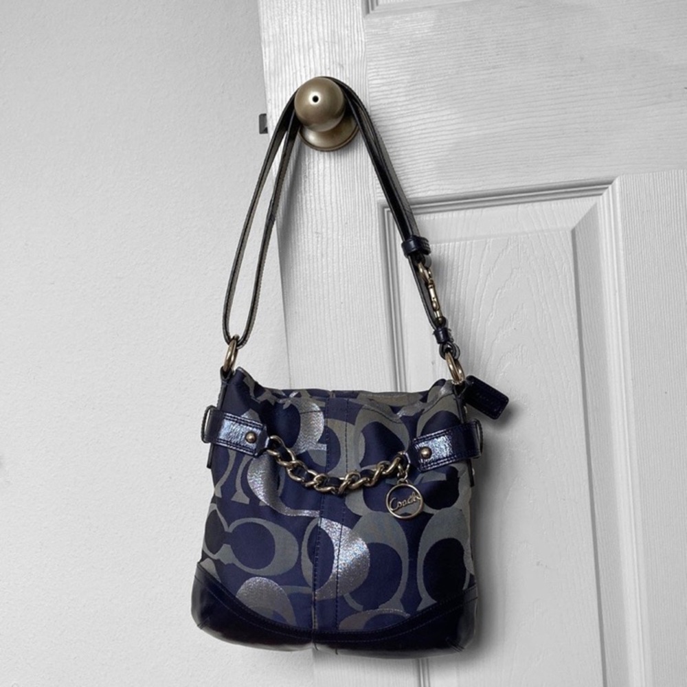 Vintage COACH Shoulder Metallic Chain Signature Crossbody Shoulder Leather Bag